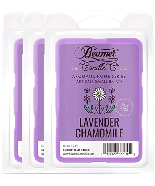 Lavender Chamomile Wax Melts – Odor-Eliminating Soy Drops (3-Pack, 18 Squares)