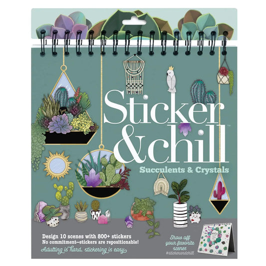 Sticker & Chill – Succulents & Crystals Reusable Sticker Book (800+ Clings)